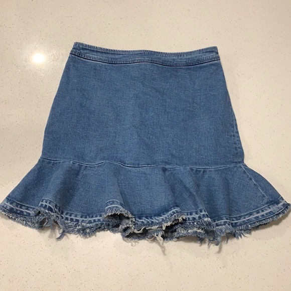 Intermix Ruffle Jean Skirt - Picture 1 of 4